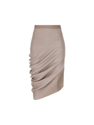 Fendi Rib-knit Wool Pencil Skirt In Ash