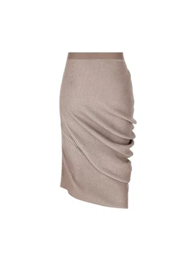 Fendi Rib-knit Wool Pencil Skirt In Ash