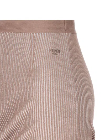 Fendi Rib-knit Wool Pencil Skirt In Ash