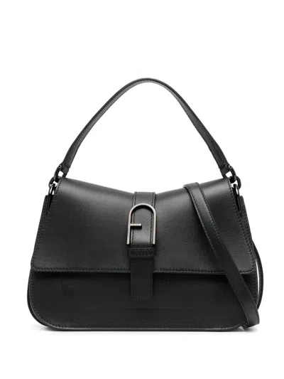 Shop Furla Flow M Top Handle Bags In Black
