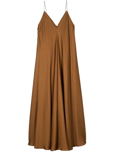 Shop Rohe Róhe Silk Strap Dress With Wider Hem Clothing In 068 Tan