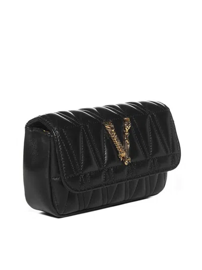 Shop Versace Bags In Black+multicolor- Gold