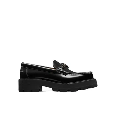 Shop Dior Leather Loafers In Black