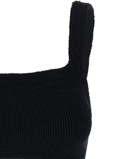 Shop Hunza G 'xandra' Black Bikini With Fixed Straps In Ribbed Stretch Polyamide Woman