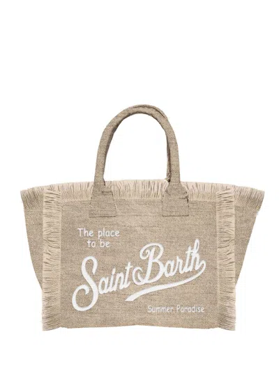 Shop Saint Barth Mini Vanity Linen Bag In Linen 11