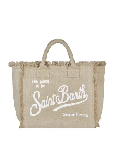 Shop Saint Barth Vanity Linen Tote Bag With Embroidery In Linen 11