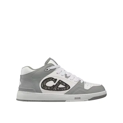Shop Dior B57 Mid Leather Sneakers In Gray