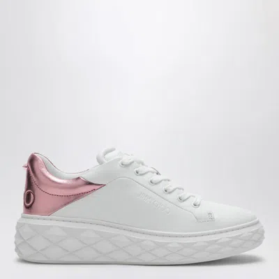 Shop Jimmy Choo Diamond Maxi White/pink Metallic Sneaker