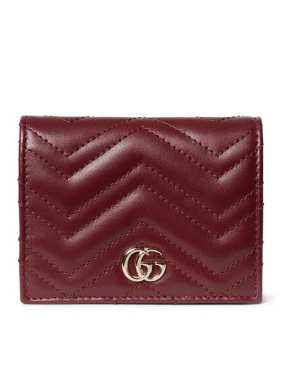 Shop Gucci Gg Marmont Card Case Wallet In Red