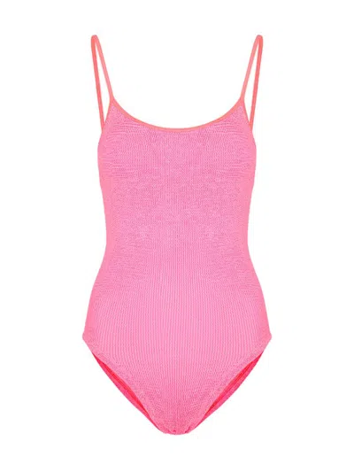 Shop Hunza G Pamela One-piece Swimsuit In Pink & Purple