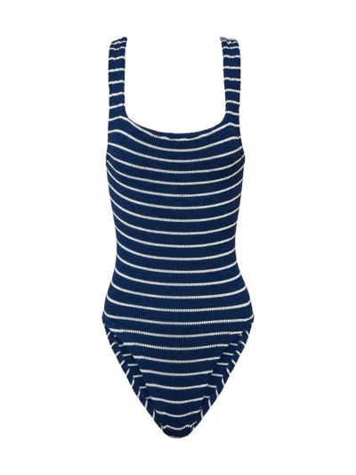 Hunza G Square Neck Crinkle One Piece Swimsuit In Multicolour