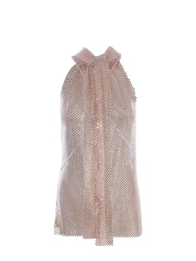 Philosophy Di Lorenzo Serafini Top Philosophy Made Of Rhinestone Mesh In Rosa