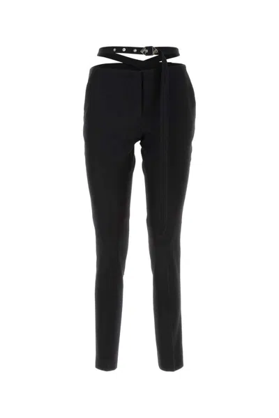 Attico Waist-strap Wool Trousers In Black