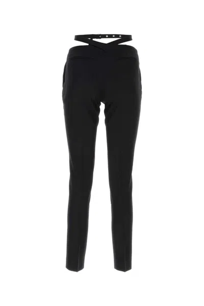 Attico Waist-strap Wool Trousers In Black