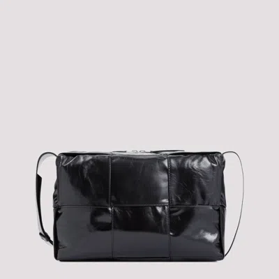 Shop Bottega Veneta Black Silver Arco Calf Leather Camera Bag