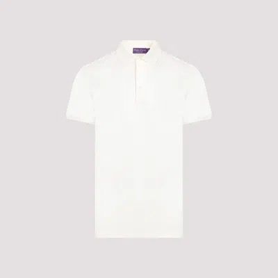 Shop Ralph Lauren Purple Label Cream Short Sleeve Cotton Polo In White