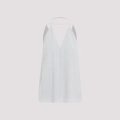 Shop Totême White Double-halter Silk Top