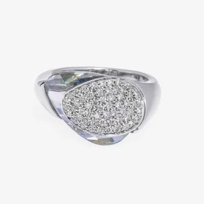 Shop Superoro 18k White Gold, Diamond And Prasiolite Statement Ring In Orange