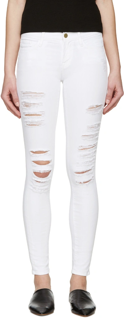 Frame White Le Color Ripped Jeans In Blanc