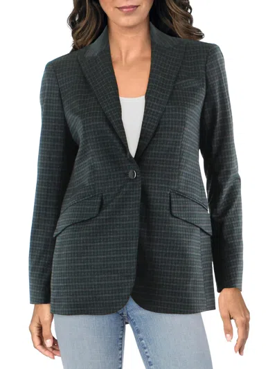 Shop Anne Klein Womens Printed Suit Separate One-button Blazer In Black