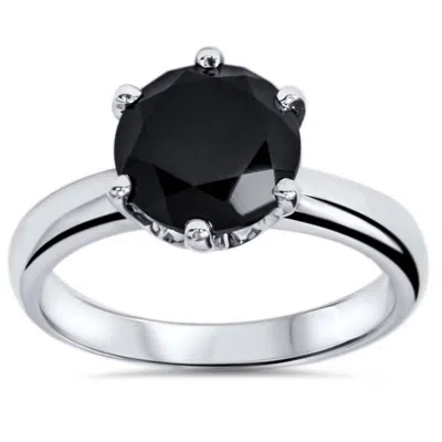 Shop Pompeii3 2 Ct Treated Black Diamond Solitaire Engagement Ring 14k White Gold
