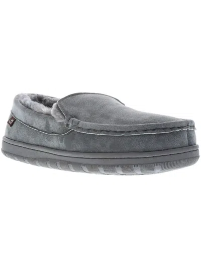 Shop Lamo Harrison Mens Suede Moccasin Slippers In Grey