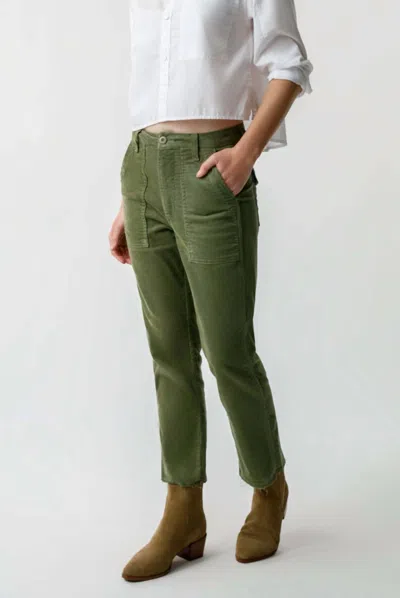 Shop Amo Cord Easy Army Trouser In Tea Leaf In Green