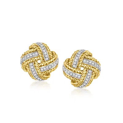 Shop Ross-simons Diamond Love Knot Earrings In 18kt Gold Over Sterling In Silver
