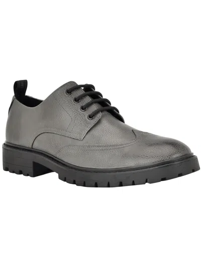 Shop Calvin Klein Ling Mens Faux Leather Derby Shoes In Grey