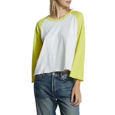 Shop Nsf Sawyer Tee In White/chartreuse In Green