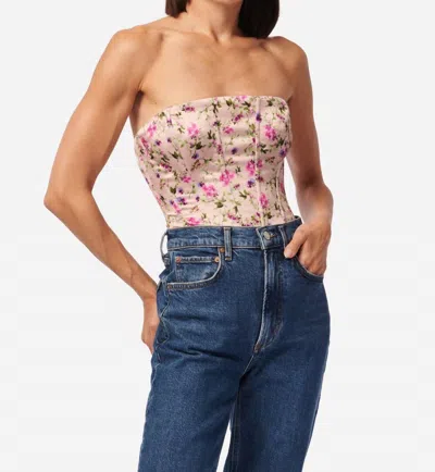 Cami Nyc Tamara Corset Bodysuit In Spring Geranium In Beige