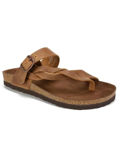 Shop White Mountain Crawford Womens Suede Flat Slide Sandals In Brown