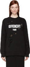 GIVENCHY Black Destroyed Logo Pullover