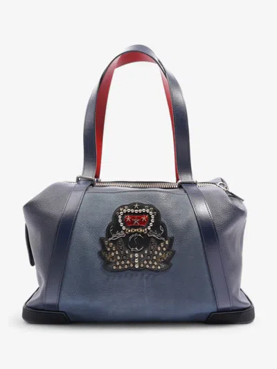 Shop Christian Louboutin Bagdamon Boston Duffle Bag Navy / Leather Shoulder Bag In Blue