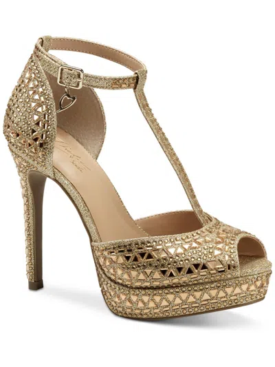 Shop Thalia Sodi Chace Womens Embellished Peep Toe Pumps In Gold