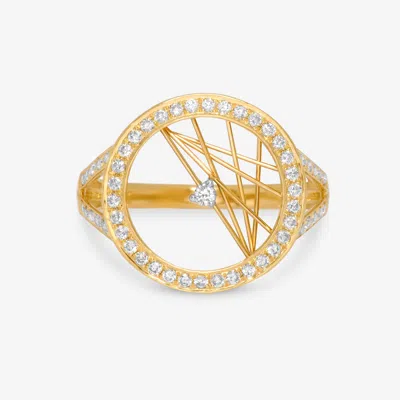 Shop Superoro 14k Yellow Gold, Diamond Circle Ring 62020 In Orange
