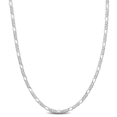 Mimi & Max 2.2mm Figaro Chain Necklace In Sterling Silver In Silver