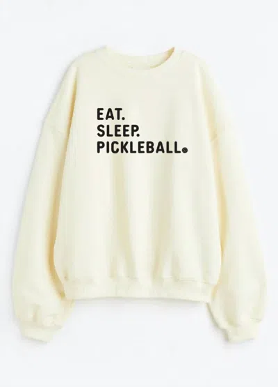 Shop Giftcraft Eat Sleep Pickle Ball Sweatshirts In White In Yellow