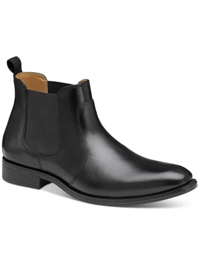 Shop Johnston & Murphy Lewis Mens Leather Chelsea Boots In Black