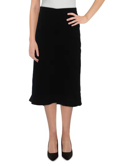 Shop Lauren Ralph Lauren Womens Velvet Mid-calf A-line Skirt In Black