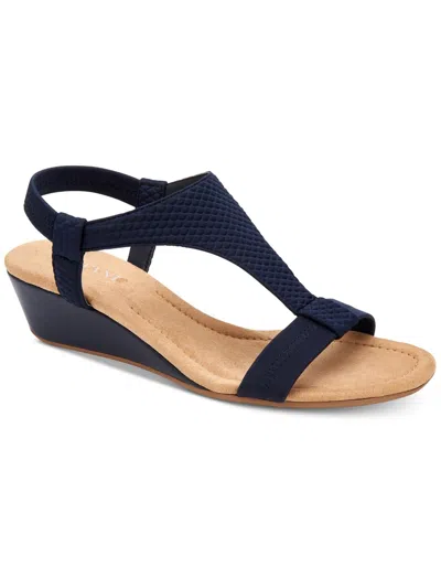 Shop Alfani Vacanzaa Womens Faux Suede Wedge Sandals In Blue