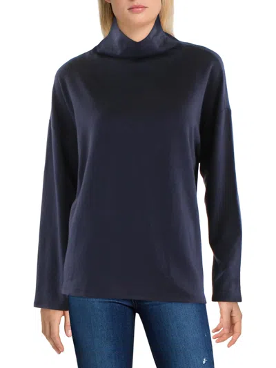 Shop Eileen Fisher Womens Box Top Long Sleeve Funnel-neck Sweater In Blue
