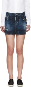 DSQUARED2 Blue Denim Barbell Ring Skirt