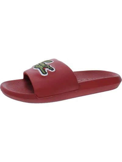 Shop Lacoste Croco Slide 319 Mens Leather Pool Slides In Red
