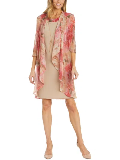 Shop R & M Richards Petites Womens Metallic Polyester Two Piece Dress In Pink