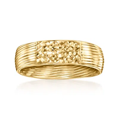 Shop Ross-simons Italian 14kt Yellow Gold Textured And Diamond-cut Ring
