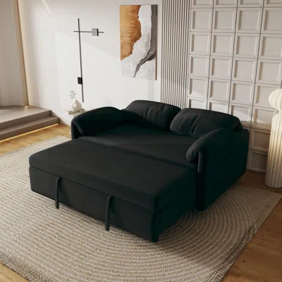 Shop Simplie Fun 54 Inch Velvet Sofa Sofa Bed Dual Purpose Living Room Retractable Bed Black Sofa
