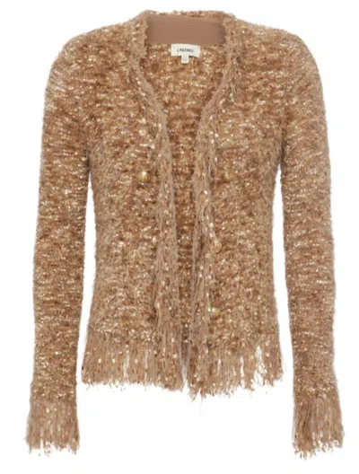 Shop L Agence Women's Azure Cardigan Blazer In Tan Multi In Brown