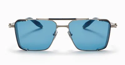 Shop Akoni Sunglasses In Silver, Blue