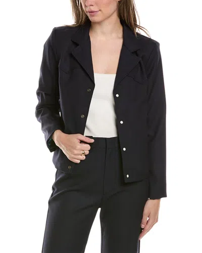 Shop The Great The Western Wool-blend Blazer In Blue